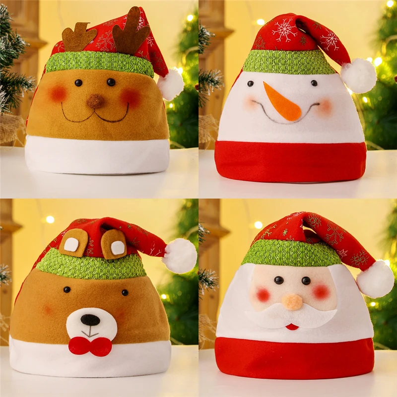 

New Merry Christmas Beanie Adult Kid Xmas New Year Cap Parent-Child Hat Santa Claus Snowman Elk Christmas Hat Christmas Gift