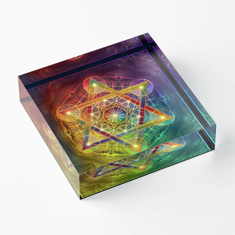 

Metatron Is Cube с Merkabah и цветочным акриловым блоком, украшение для свадьбы, прозрачная Милая печать, штамповка для фотографий в спальне