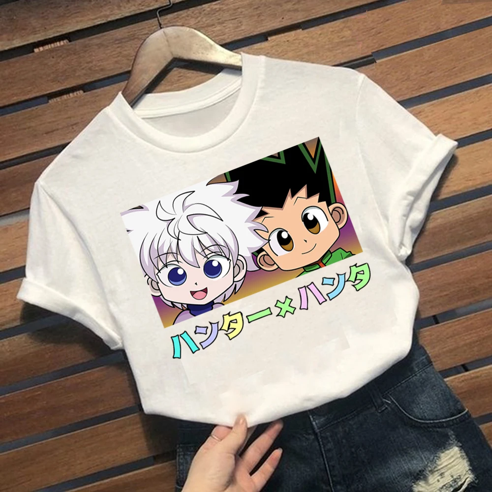 Аниме Hunter X футболки с графическими принтами для мужчин Kawaii топы Killua Zoldyck Футболка