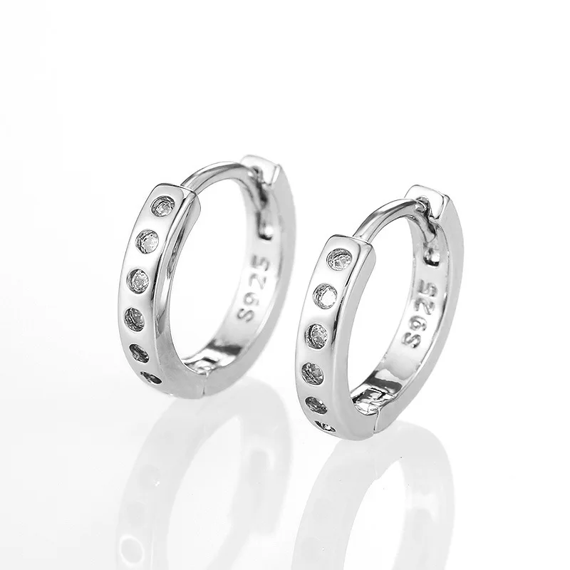 

2021 New European Style Temperament Silver Plated Hoop Earrings with Dazzling Pave CZ Women Career Jewelry Fashion Trend