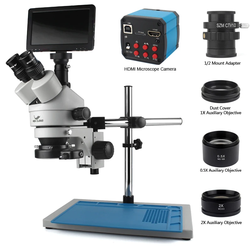 Светодиодный мультифокальный стереомикроскоп Displa 7 дюймов тринокулярный