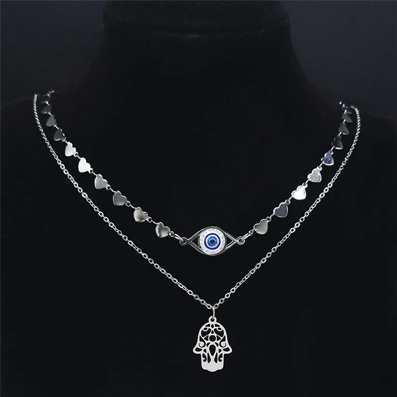 2 шт. мусульманские турецкие глаза хамса руки ислам ожерелья из нержавеющей стали