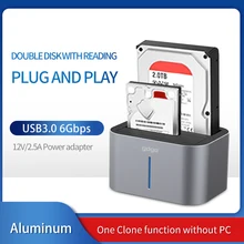 Dual Bay External Hard Drive Docking Station 3.5/2.5 inch SATA to USB 3.0 HDD SSD Enclosure Box Disk Case Support 14TB