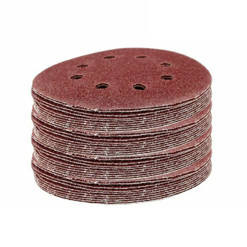 100 шт шлифовальные диски 125 мм 120 зернистость крюк и петля 5 дюймов 8 отверстий