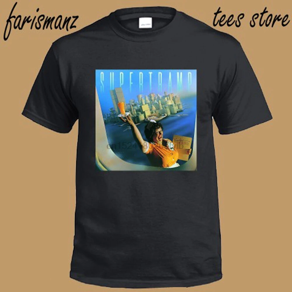 Supertramp завтраки в Америке рок группа Легенда Мужская черная футболка Размер S 3XL| |