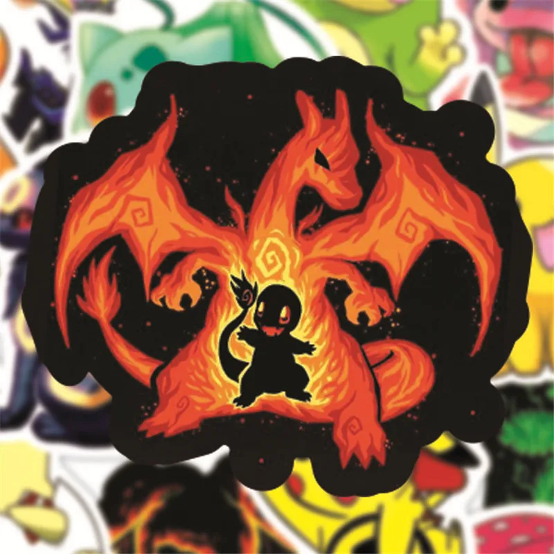 50 pcs different pokemons pikachu stickers for luggage skateboard phone laptop moto bicycle wall guitar waterproof sticker toys free global shipping