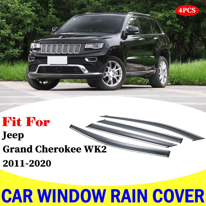 FOR Jeep Grand Cherokee WK2 window visor car rain shield deflectors awning trim cover exterior rain cover car accessories