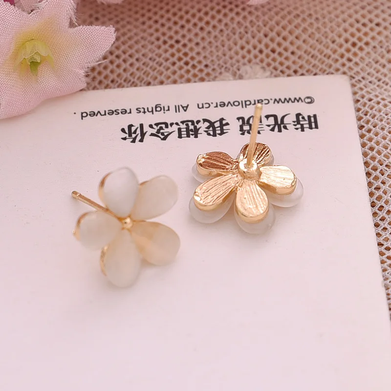 2020 Fashion Women Earrings Cute White Opal Flower Stud For Accessories Jewelry boucle d'oreille Girl Gift | Украшения и