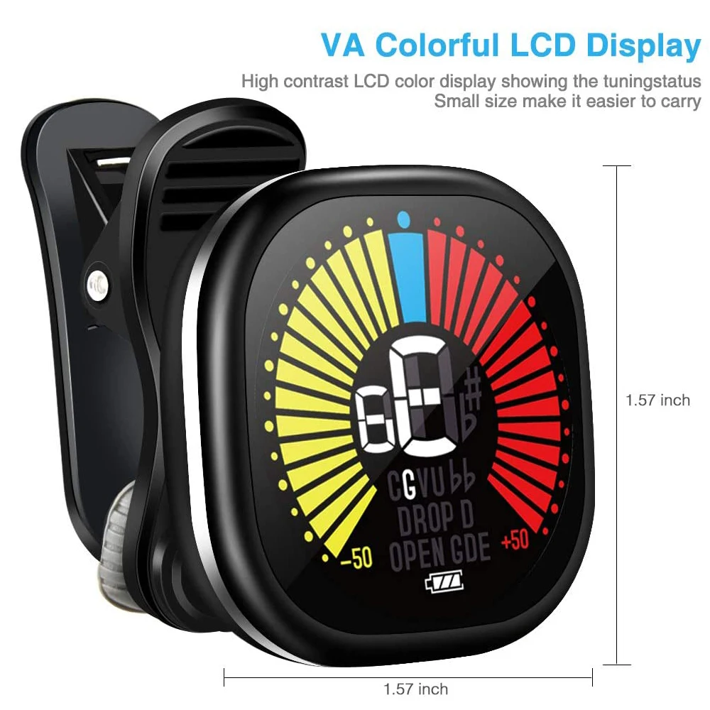 Перезаряжаемый гитарный тюнер Cherub с зажимом ЖК-экран для хроматической
