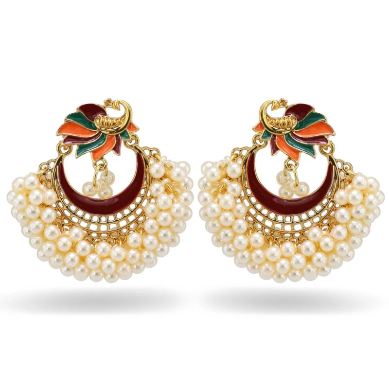 

Bollywood Ethnic Bridal Bride Kundan Jhumka Jhumki Indian Bahubali Drop Earrings