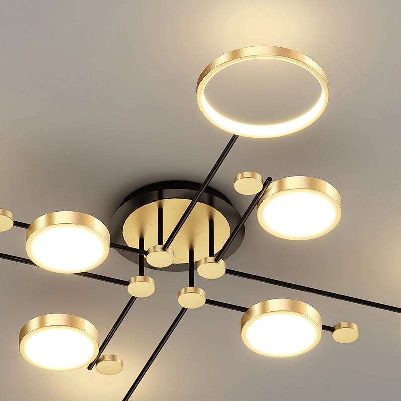 Nuevo Led vida candelabro de habitación de Oro Negro dormitorio hogar lámpara moderna araña de techo Led iluminación de la lámpara