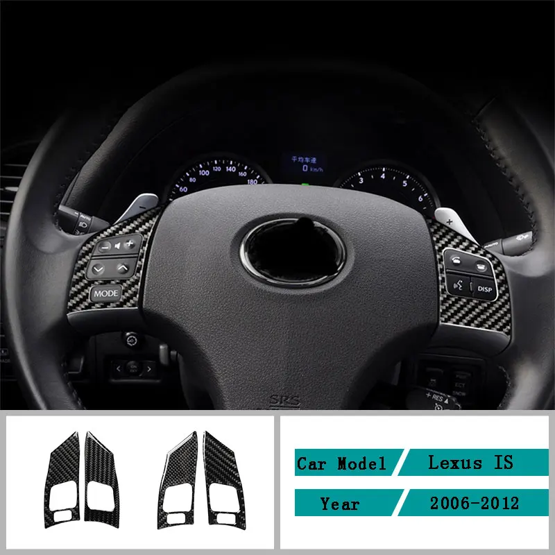 

Carbon Fiber Car Accessories Interior Steering Wheel Button Protective Decoration Cover Trim Stickers For Lexus IS 2006-2012