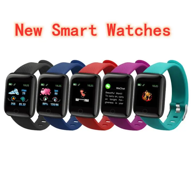 

New Smart Watches 116 PLUS Smart Bracelet Watch Sports Fitness Pedometers Blood Pressure Heart Rate Tracker For Men Women