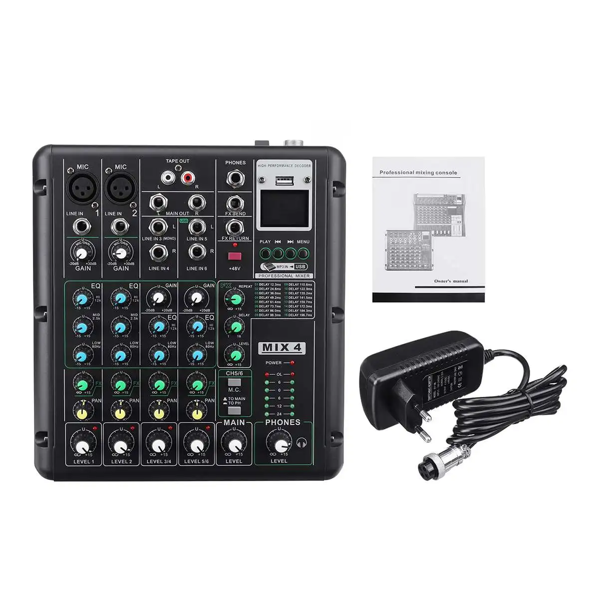 

6 Channel Bluetooth DJ Mic Audio mixer Contrl LED Digital Display Music Stream Karaoke Players For Karaoke KTV Match Party