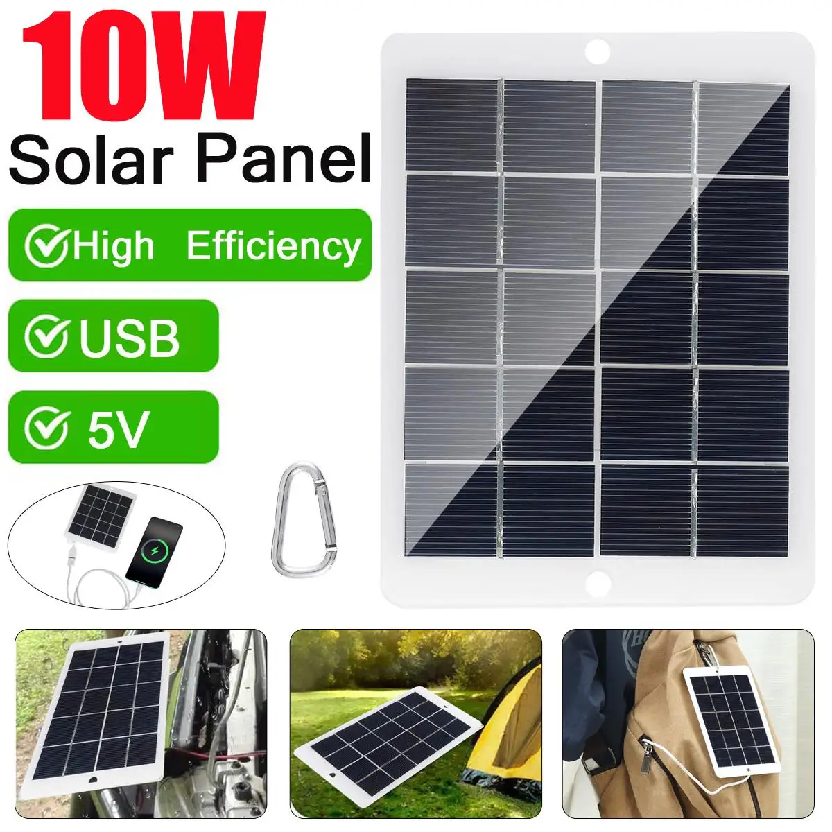 

10W Solar Panel 5V Polysilicon Silicon Solar Cell DIY Cable Waterproof Outdoor Rechargeable Power System For Phone Charging