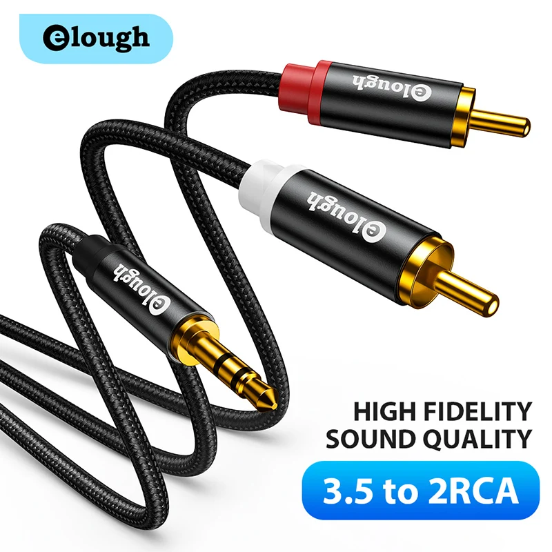 

Кабель RCA Elough с разъемом 2RCA, Hi-Fi стерео, аудиокабель 2RCA на 3,5 мм, Штекерный адаптер, сплиттер для ПК, ТВ-приставки, домашнего кинотеатра, шнур, п...