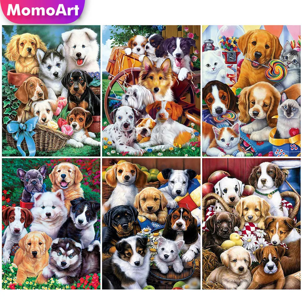

Набор для вышивки крестиком MomoArt, картина «сделай сам» с рисунком собаки, квадратная картина, стразы, Настенный декор