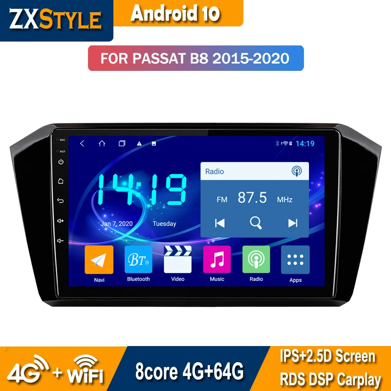 Автомагнитола мультимедийный плеер для VW Passat b8 2015 2020 2Din Android 10 0 Авторадио GPS