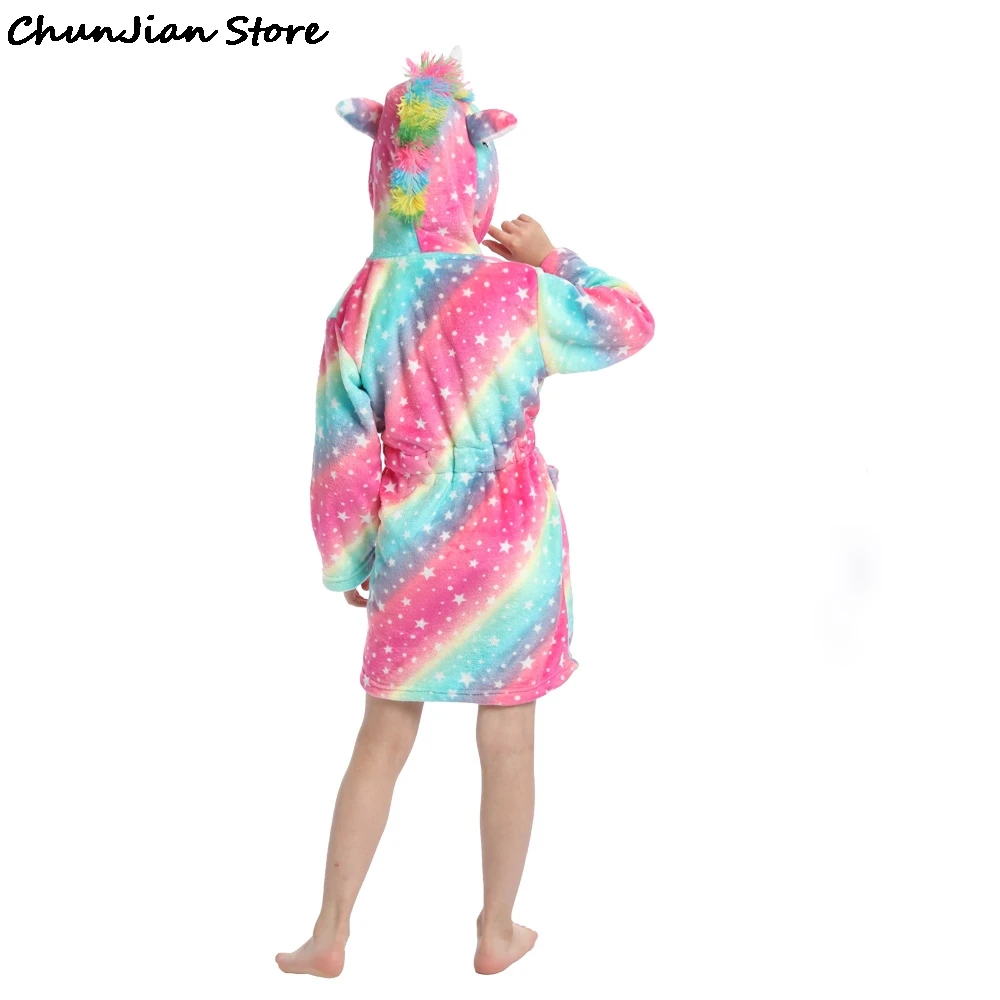 Единорог с капюшоном детский купальный халат платье радугой для маленьких