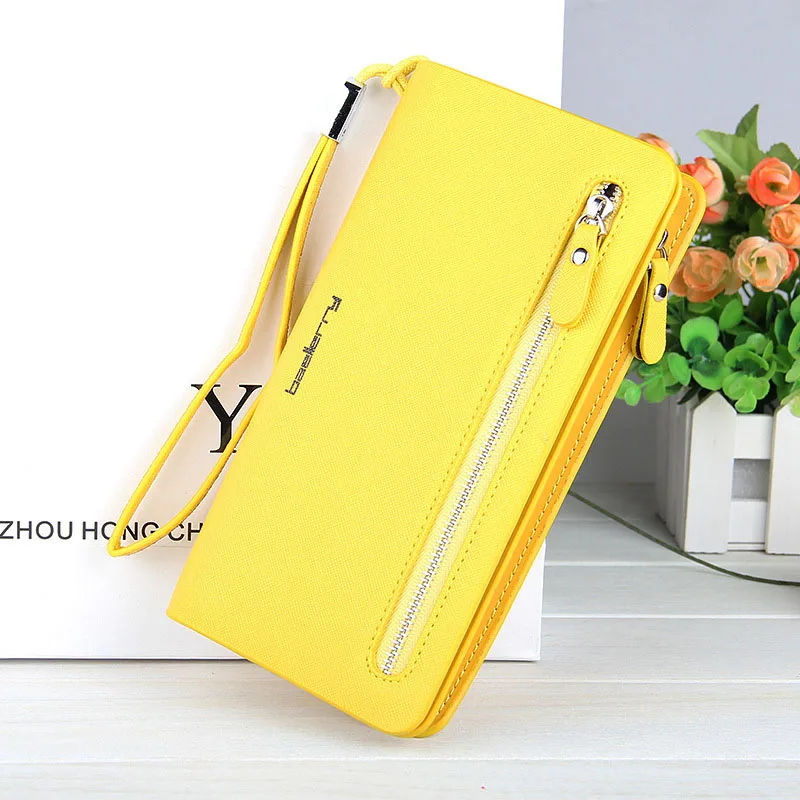 Yellow Модный кошелек, Женский кошелек для монет, женские кошельки, клатч, сумка для денег, держатель для карт, кожаный кошелек, женские длинные кошельки, WWS017-3 - Цвет: Yellow