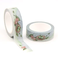1pclot 15mm10m the fifth solar term green leaves washi tape masking tapes decorative stickers diy stationery school supply