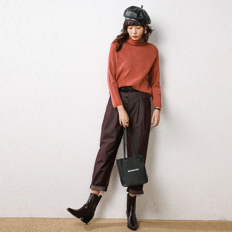 Женский кашемировый свитер с длинным рукавом ALKMENE свободный короткий высоким