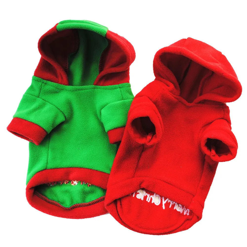 Рождественская Толстовка для собак и щенков свитер Флисовая теплая одежда