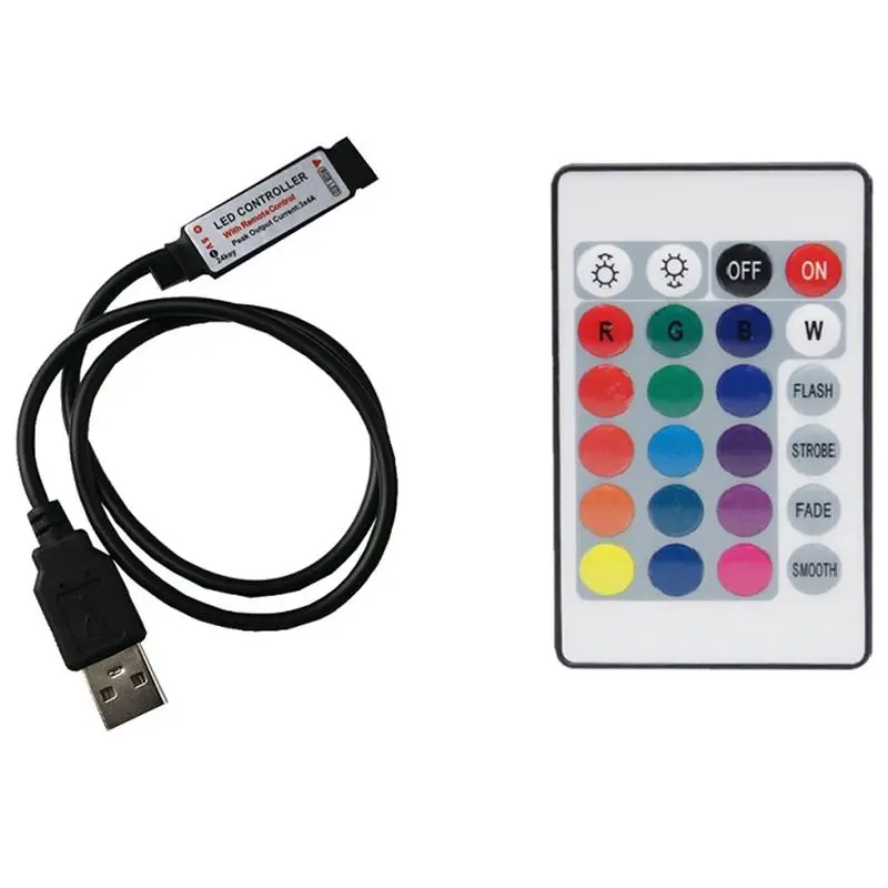 

1Pc5V Mini USB Interface 24 Key RGB Wireless Remote Control For RGB Led Strips