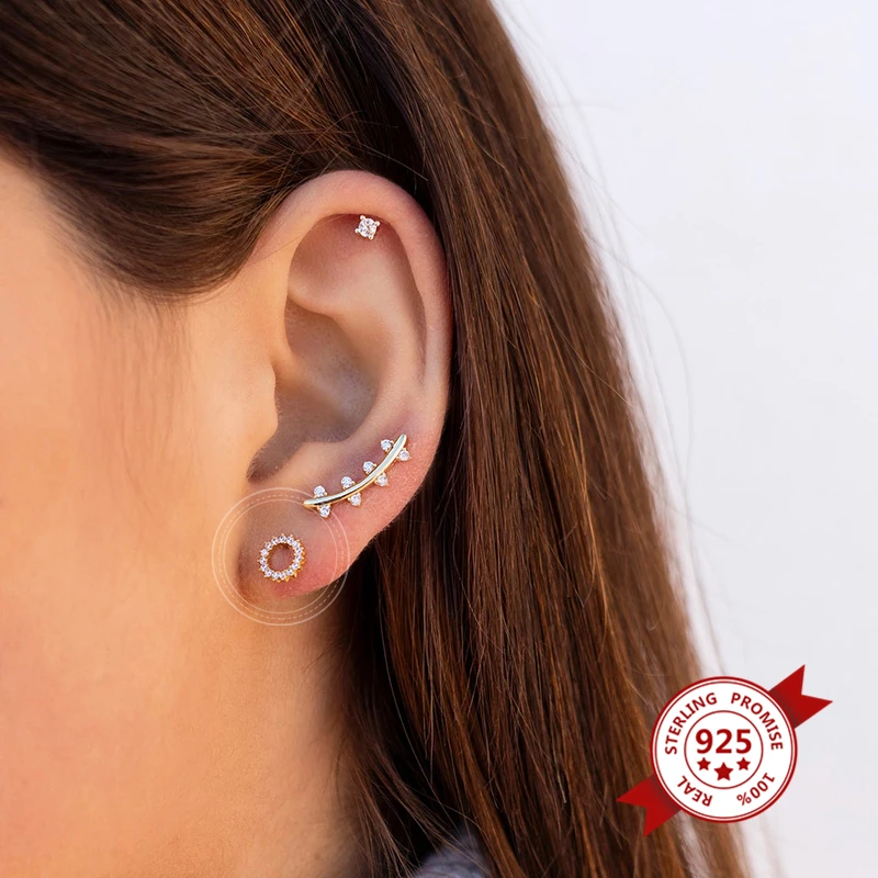 Женские серьги гвоздики из серебра 925 пробы с фианитом|Серьги-гвоздики| |