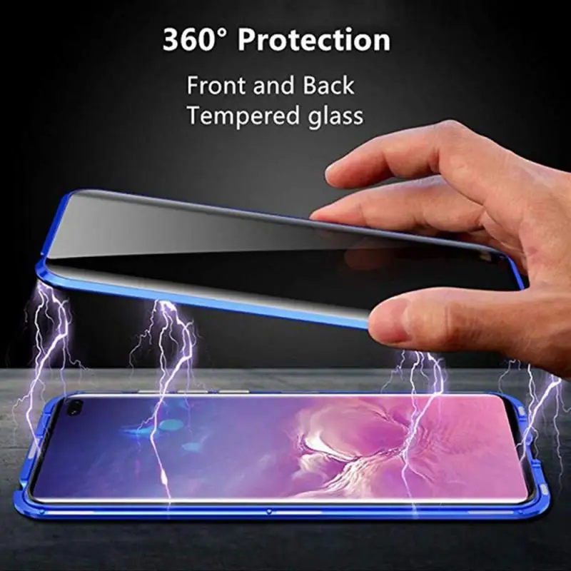 

Magnetic Adsorption Metal Case Tempered Glass Cover For Samsung S20 S20+ Ultra Shockproof Case Double-Sided Glass Case