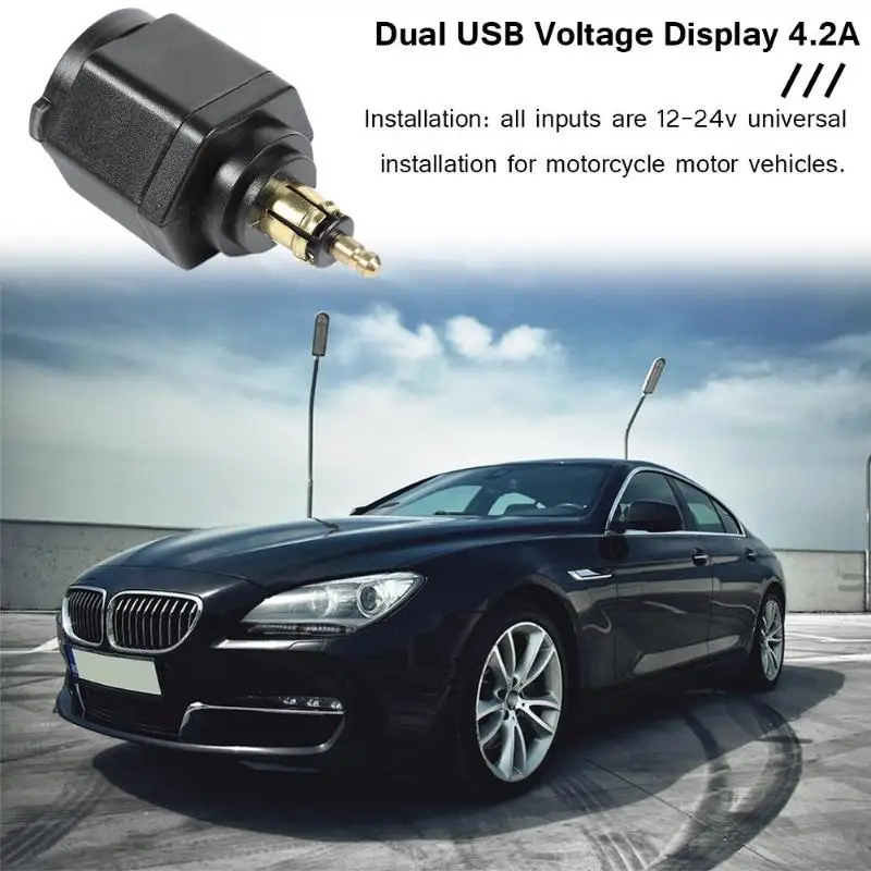 Мотоцикл 12V 24V 4.2A с жесткими защитными Dual USB Зарядное устройство вольтметром ЖК