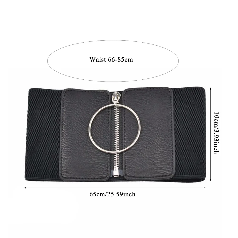 

Korean Version Of The Ring Wild Black Zipper Ladies Super Wide Elastic Belt Ladies Clothing Accessories Female Decorations