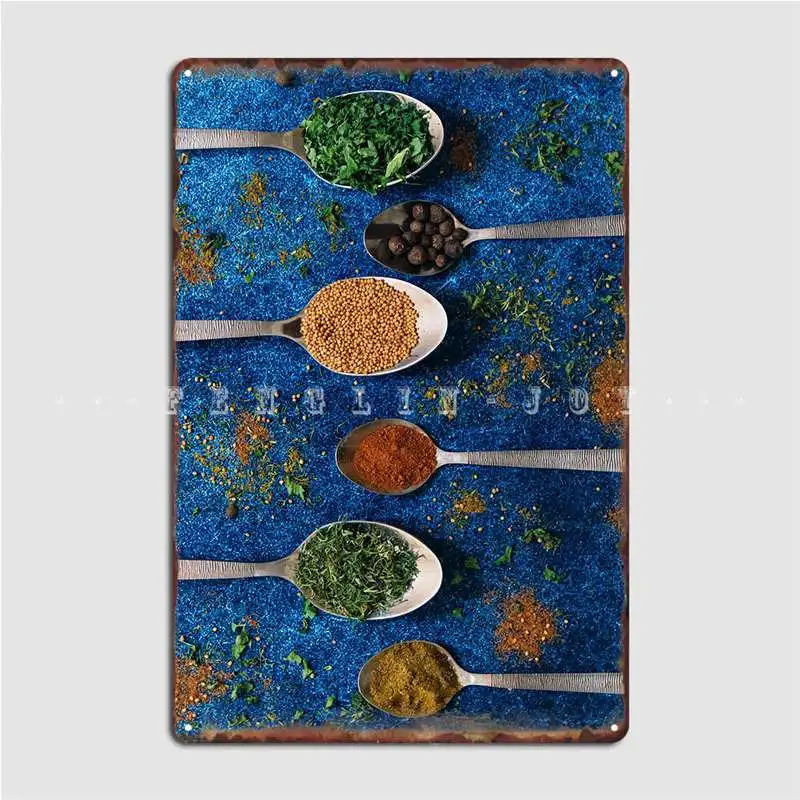 

Blue Creation Spices Metal Plaque Poster Garage Decoration Home Wall Pub Designing Tin Sign Poster