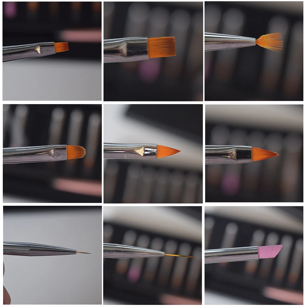 

10 Pcs/Set Nail brush Rhinestones head Brushes pen for nails manicure set acrylic Powder Gel nail art brush set manicure tools