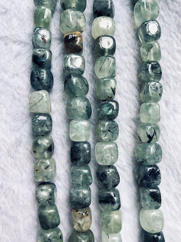 Wholesale 2strings Natural Green Prehnit e Gem Stone Polished Nugget Beads,Genuine Gem Jewelry Making Beads,15.5