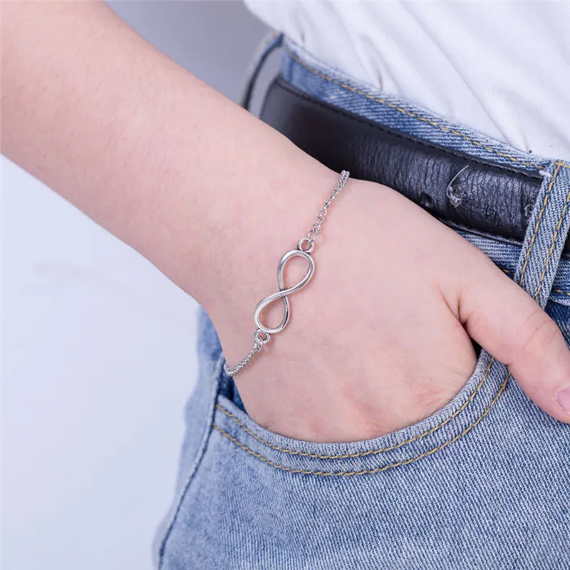 

Hot New Bijoux Fashion Vintage Infinity 8 Bracelet For Women Bracelets Gift Wholesale Bangles Men Jewelry 1PC 21cm