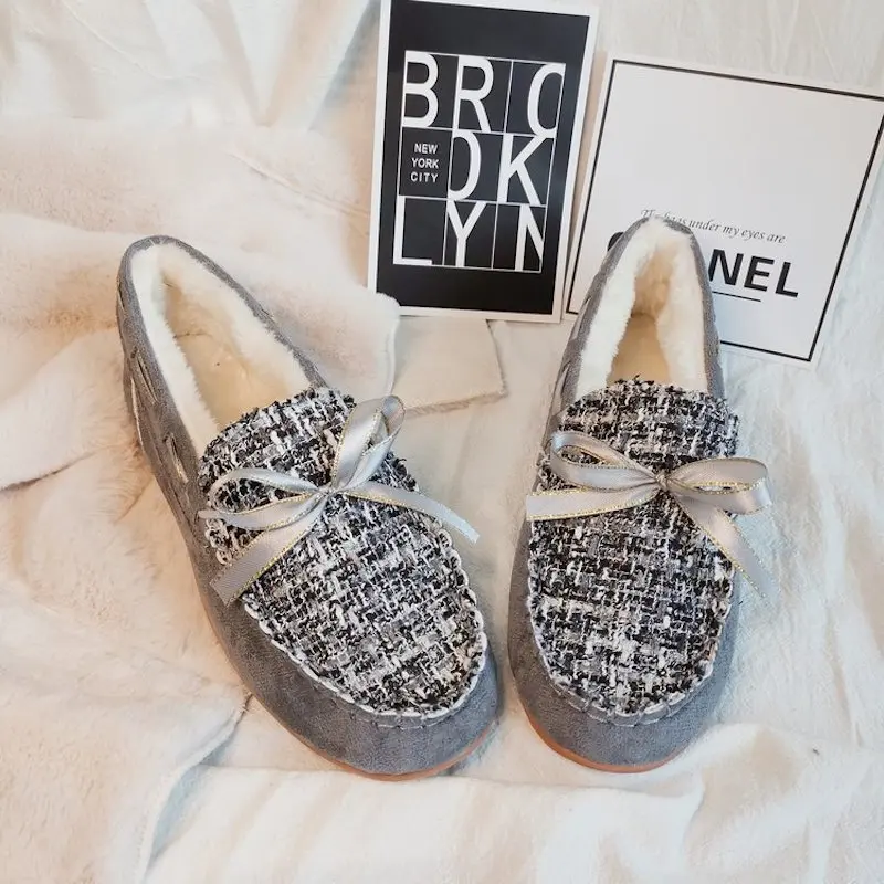 Женские зимние теплые туфли новинка 2020 повседневные лоферы из флока на плоской