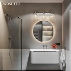 Современный хрустальный зеркальный светильник, настенный серебристый квадратный стеклянный абажур для ванной комнаты, светильник для гардероба