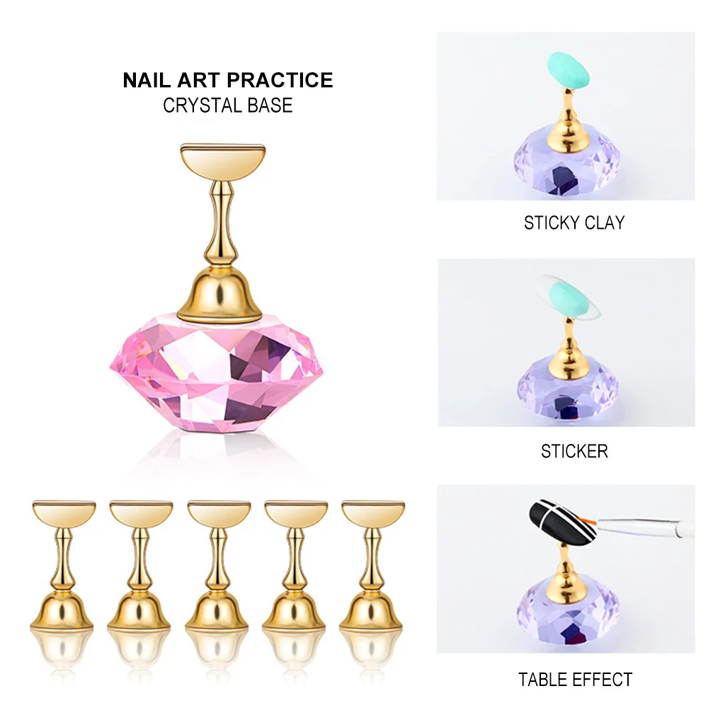 

1 Set Nail Tip DIY Showing Shelf Magnetic Practice Training Display Stand Acrylic Crystal Alloy Holders Nail Art Painting Tools