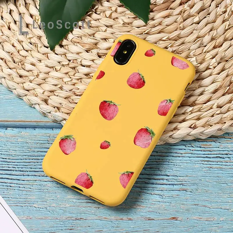 

Cartoon fruit strawberry Phone Case Candy Color for iPhone 11 12 mini pro XS MAX 8 7 6 6S Plus X SE 2020 XR
