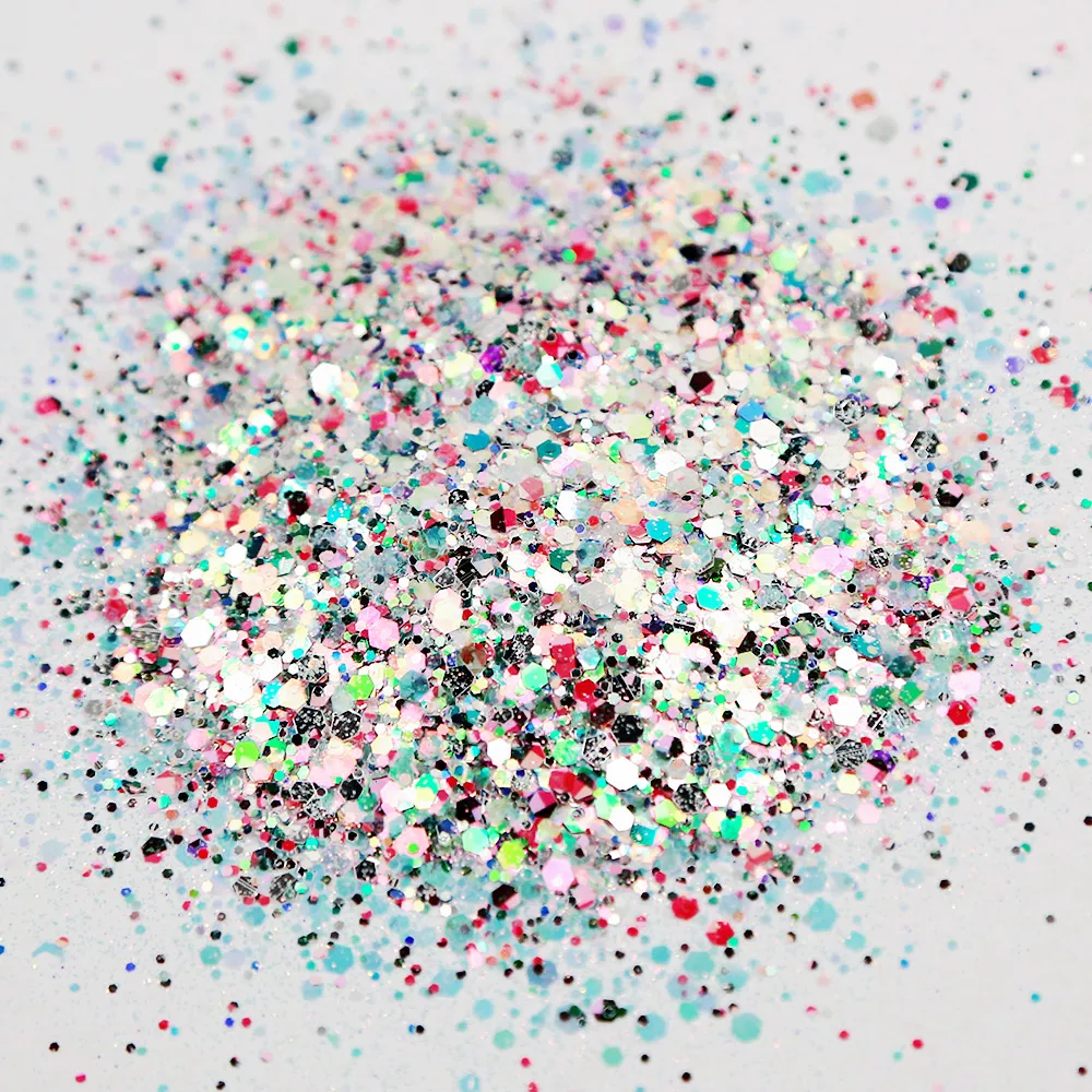 

50g Mirror Effect Glitter Shimmer PET Sequins Nail Art White Diamond Bling Bling 50 grams Pigment Hexagon Mirror Glitter HMD*&