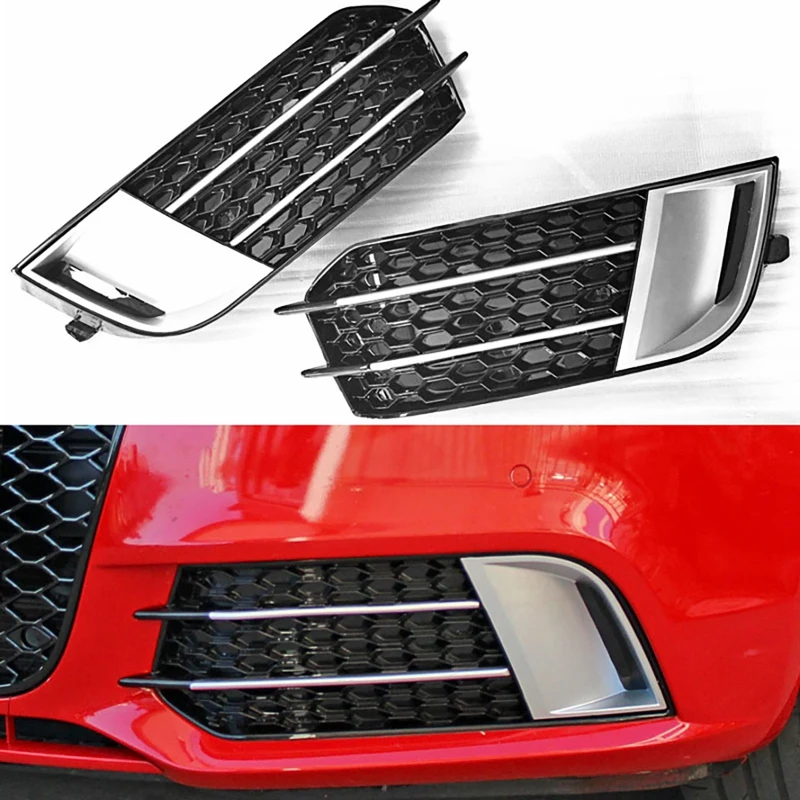 

Front Bumper Fog Lamp Cover Fog Light Trim Honeycomb Mesh Grilles for A1 Non Sline 2010-2015 RS1 Style