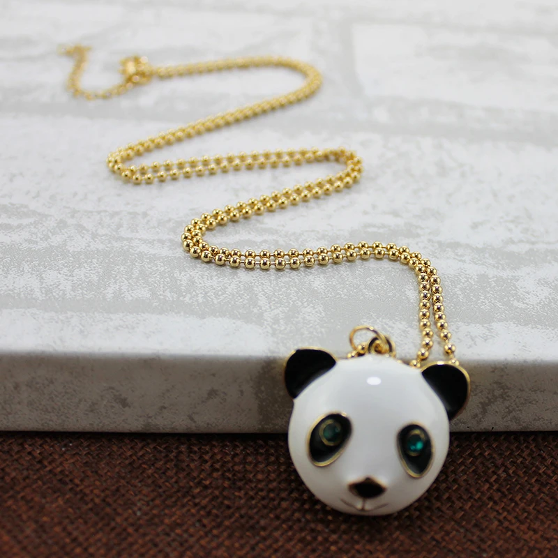 XQ цинковый сплав голова панды кулон длинное ожерелье в виде животного