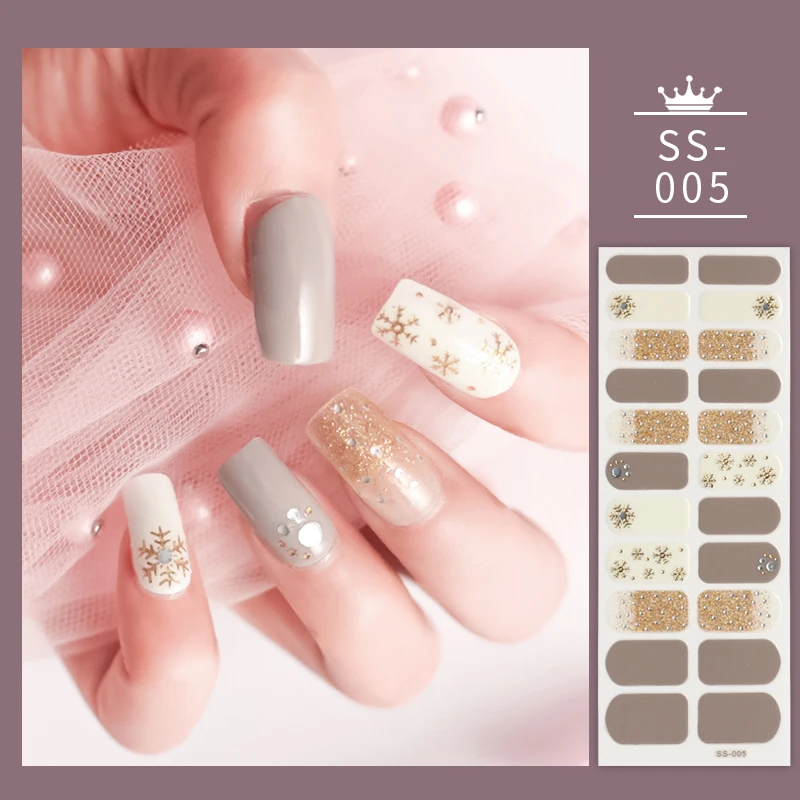 

22Tips Nail Stickers Fashion Nail Polish Self Adhesive Manicure Decoration Nail Strips Nail Accessories Stickers for Nails Girls