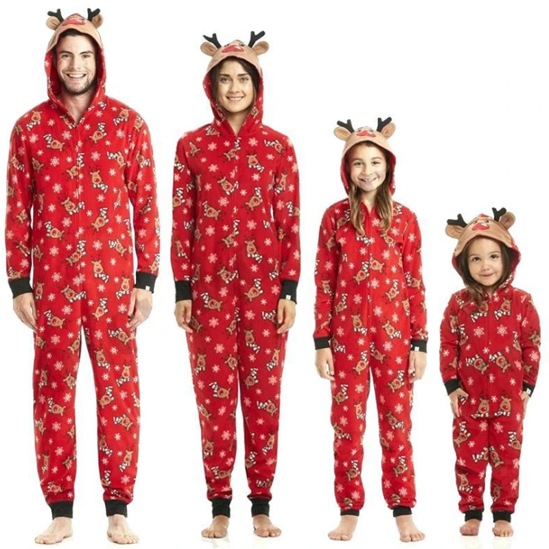 Семейная одежда для сна с рождественским принтом комплекты одежды мультяшным