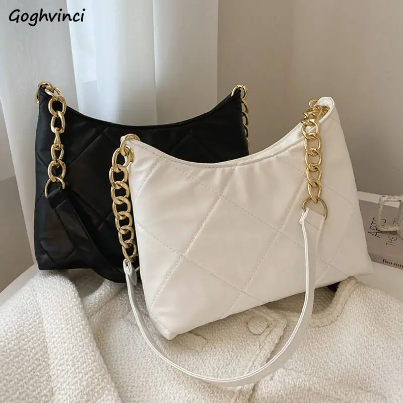 

Chain Shoulder Bags Women Diamond Lattice PU Leather Flap Bag Underarm Office Lady All-match Large Capacity Elegant Handbags New