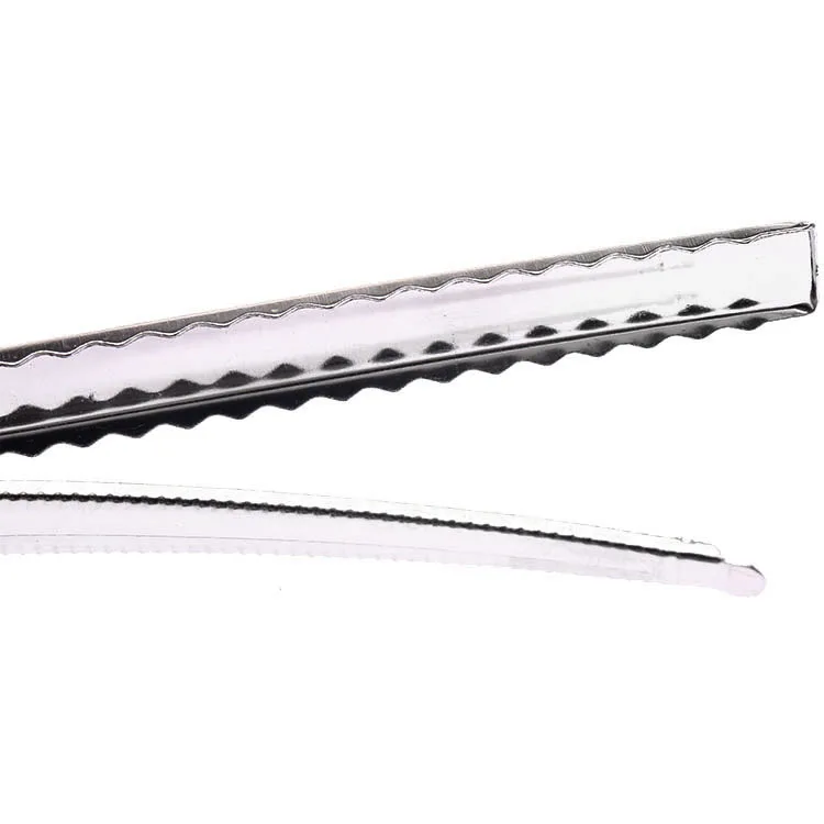 Зажимы для волос крокодил с одним зубцом серебристые плоские металлические