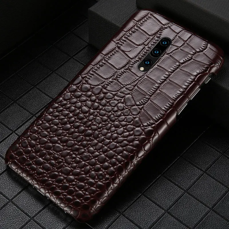 Чехол из натуральной кожи в деловом стиле для One plus 7, чехол 7 Pro с текстурой крокодила, противоударный чехол для телефона One plus 6 6T 5 5T coque - Цвет: brown