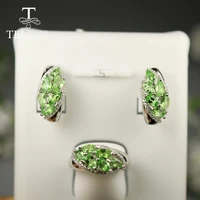 natural green tsavorite gemstone jewelry set green garnet precious gemstone earring ring 925 sterling silver for women mom gift