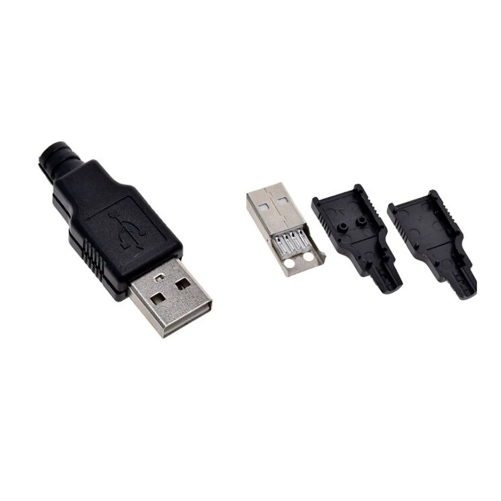 10 комплектов сделай сам USB 2 0 разъем типа А штекер 4 контакта сборный адаптер